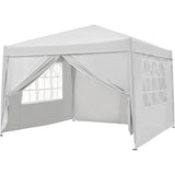 Tonnelle de jardin pliante - Cadre blanc et toile écru - 3 x 3 m - 4 parois - Sac de transport