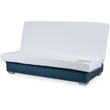 COMFORT BULTEX Banquette clic-clac - 3 places - Tissu bleu + Coussins déco gri