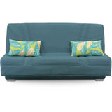 COMFORT BULTEX Banquette clic-clac - 3 places - Tissu bleu + Coussins déco Jungle