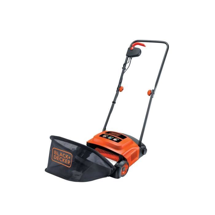 BLACK+DECKER Aérateur Démousseur Filaire 600 W GD300-QS pour une Pelouse sans Mousse sans Utiliser de Produits Chimiques