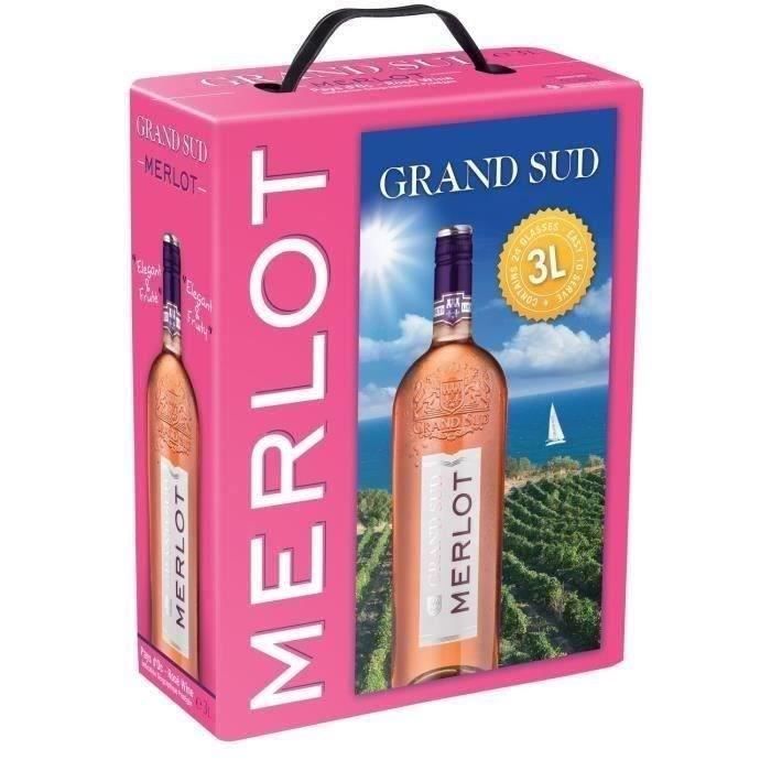 Grand Sud Merlot IGP Pays d'Oc - Vin rosé du Languedoc Roussillon - 3L