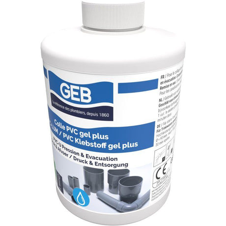 Colle PVC Gel Plus - GEB - Pour PVC rigide pression et évacuation - 1 L