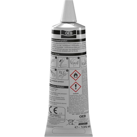 Colle PVC Gebsoplast Gel Plus - GEB - Pour PVC rigide pression et évacuation - 125 ml