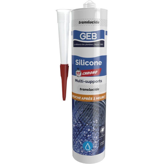 Silicone sanitaire multi-supports - 60 Chrono - GEB - Translucide - 280 ml