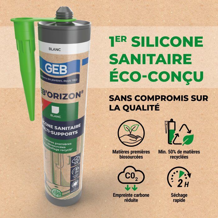 Silicone sanitaire Multi-supports - GEB'ORIZON - GEB - Blanc - 310 ml