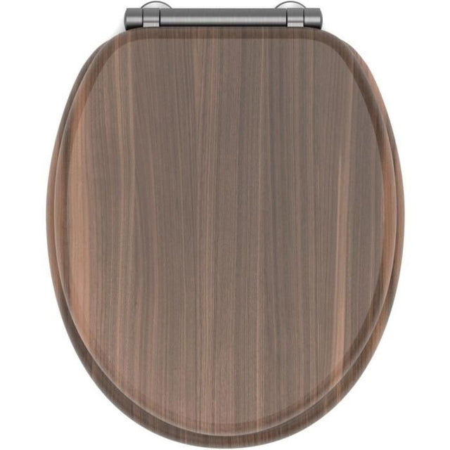 Abattant WC - GELCO - Walnut Noyer - MDF FSC - Frein de chute - Charnieres métal graphite brossé