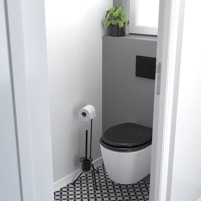 Abattant WC - Gelco - North Noir - MDF FSC - Frein de chute - Charnieres mÈtal graphite brossÈ