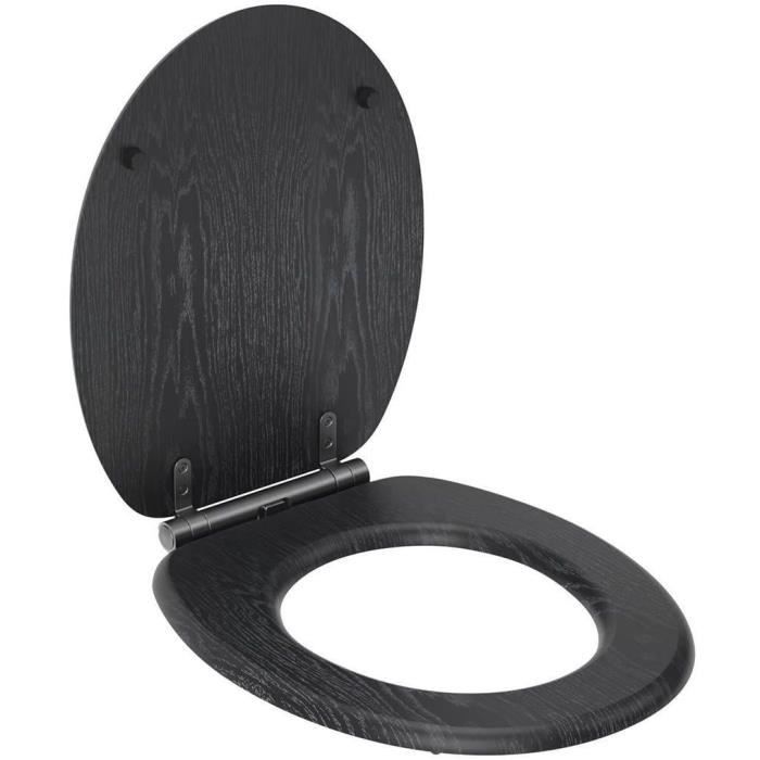 Abattant WC - Gelco - North Noir - MDF FSC - Frein de chute - Charnieres mÈtal graphite brossÈ