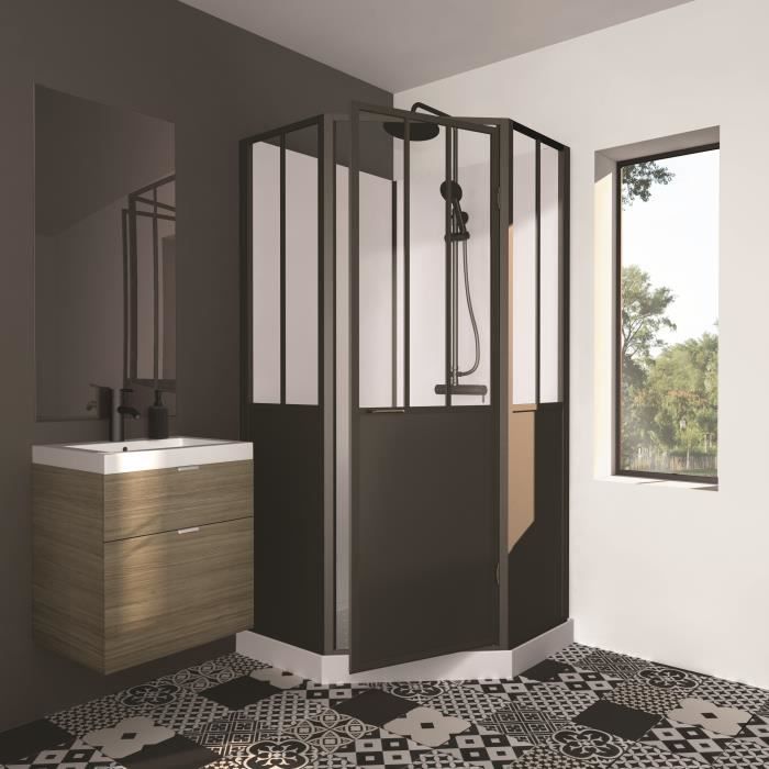 SHOWER CABIN 100X100X220 INDUSTRIAL STYLE BLACK