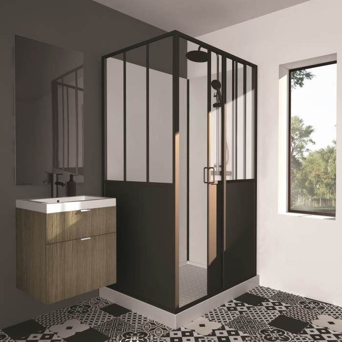 SHOWER CABIN 90X120X220 INDUSTRIAL STYLE BLACK