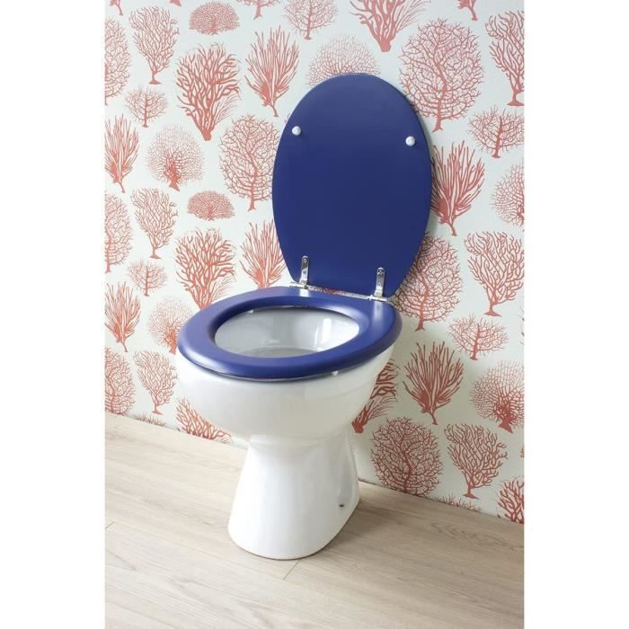 GELCO DESIGN Abattant WC Dolce - Charnieres inox - Bois moulÈ - Bleu marine