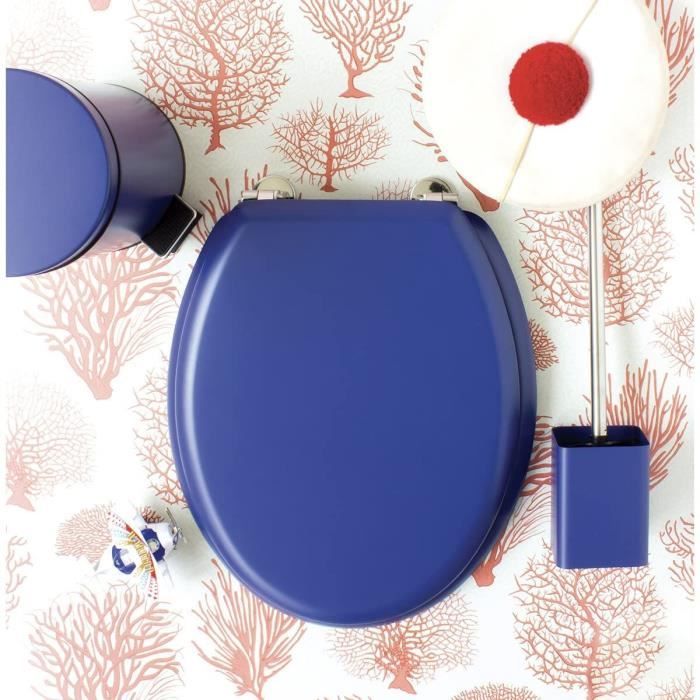 GELCO DESIGN Abattant WC Dolce - Charnieres inox - Bois moulÈ - Bleu marine