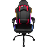Chaise de bureau gaming - KONIX - Phantom - Éclairage RVB - Inclinaison 135° - Synthétique - Coussin lombaires et cervicaux - Noir