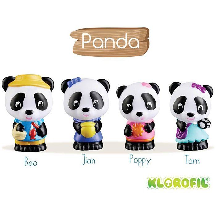 Lot 4 personnages - SOPHIE LA GIRAFE - Figurines Klorofil Panda - Bao - Jian - Tam - Poppy