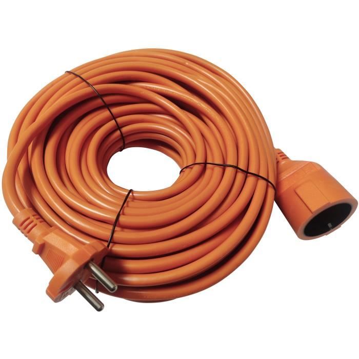 Rallonge électrique - GENERIQUE - H05VVF 2x1,5 - 25 m - Orange - Utilisation extérieure