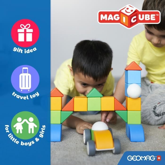 Blocs magnétiques - GEOMAG - Magicube 060 - 6 pieces - Empilables - Plastique recyclé