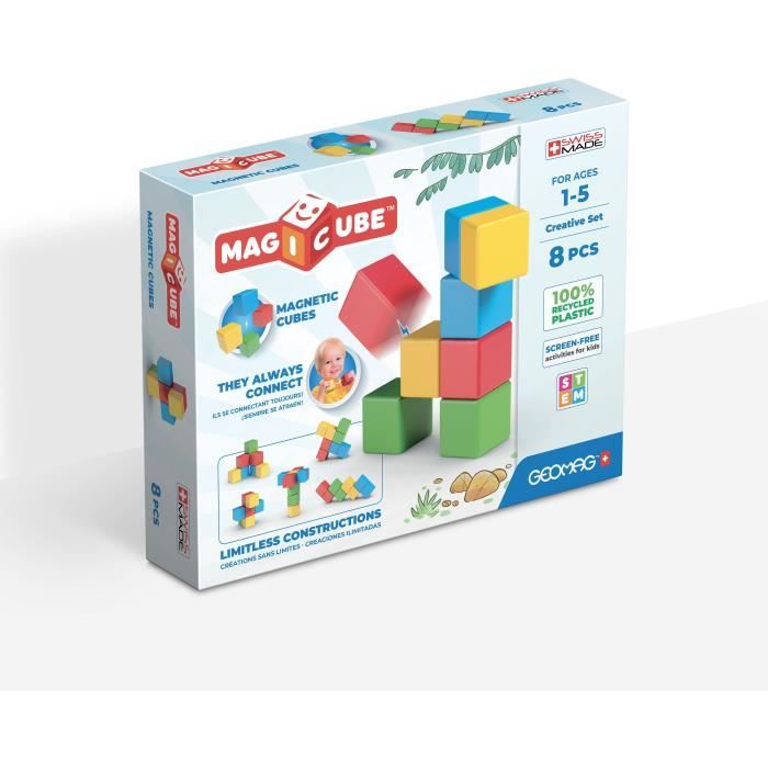 Jeu de construction magnétique - GEOMAG - Magicube Recycled Creative Set - 8 pieces - Plastique recyclé - Des 1 an