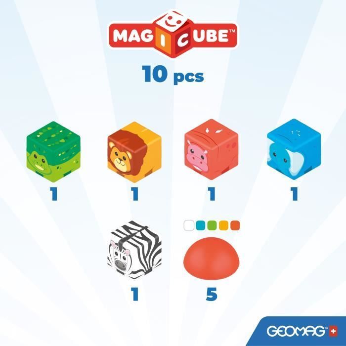 Blocs magnétiques - GEOMAG - Safari - 10 pieces - Éducatif - Plastique recyclé - Des 12 mois