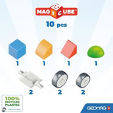 Blocs magnétiques - GEOMAG - Magicube 308 - 10 pieces - Formes variées - Véhicules - Plastique recyclé