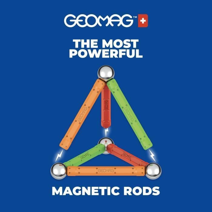 Jeu de construction magnétique - GEOMAG - Supercolor - 25 pieces - Magnétique - Des 3 ans