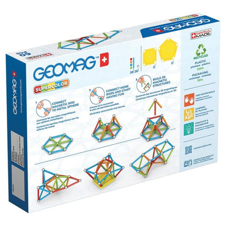 Jeu de construction magnétique - GEOMAG - Supercolor Recycled 60 pieces - Créativité - Magnétisme - Écoresponsable