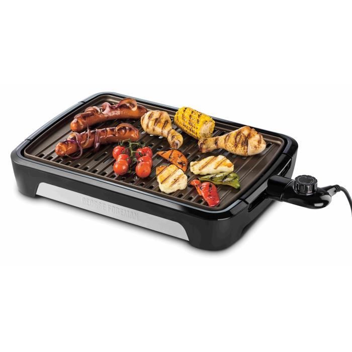 Smokeless barbecue grill - GEORGE FOREMAN - 25850-56 - 1350 W - 172 cm² - Removable plates - Black