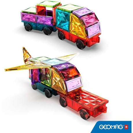 Tuiles magnétiques - GEOMAG - Tiles Gems Vehicles - 24 pieces - Effet cristal - Des 3 ans