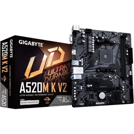 Carte mere - GIGABYTE - A520M K V2 - AM4 - DDR4 64 Go - PCIe Gen3 M.2