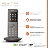 Téléphone Fixe sans fil - GIGASET CL 660 Duo Anthracite - Écran couleur rétroéclairé - Répertoire 400 contacts