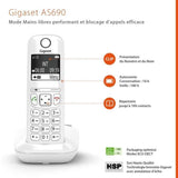 GIGASET Téléphone Fixe AS690 Trio Blanc