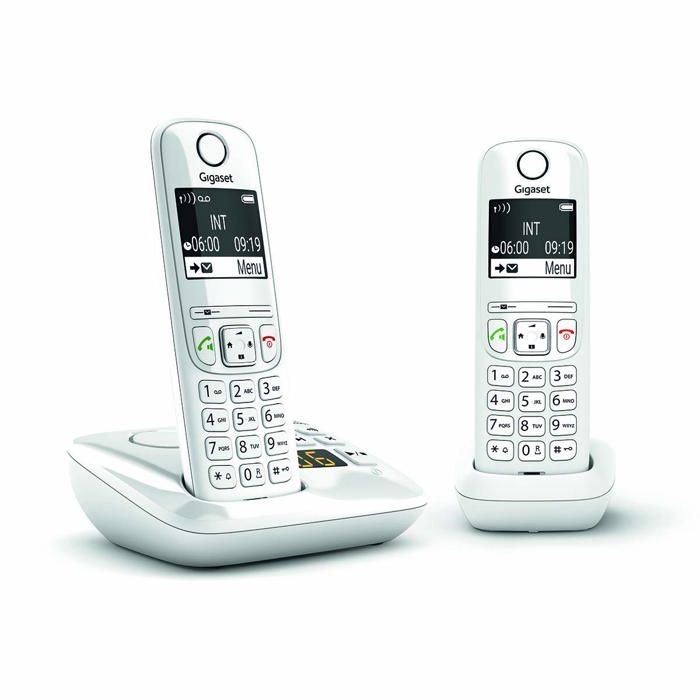 Téléphone Fixe AS690 A Duo Blanc - GIGASET - Sans fil - Répondeur 20 min - ID d'appelant - Mains libres