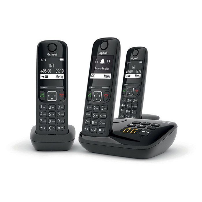 GIGASET Téléphone Fixe AS690 A Trio Noir