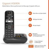 GIGASET Téléphone Fixe AS690 A Quattro Noir