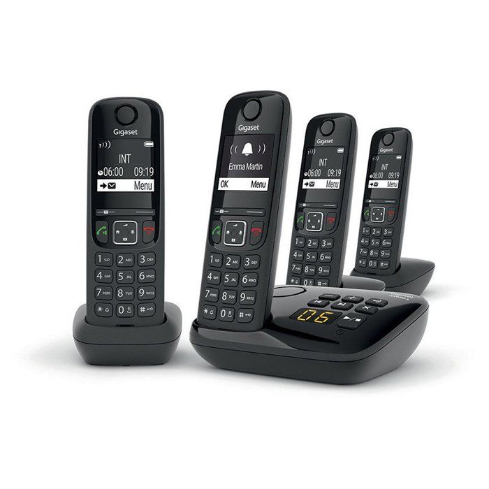 GIGASET Téléphone Fixe AS690 A Quattro Noir