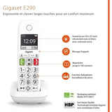 Téléphone Fixe sans Fil - GIGASET - E290 Duo Blanc - Grand écran - Larges touches - Audio Boost