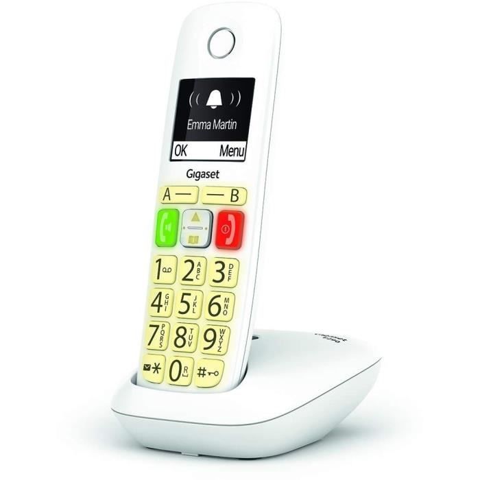 Téléphone Fixe sans Fil - GIGASET - E290 Duo Blanc - Grand écran - Larges touches - Audio Boost