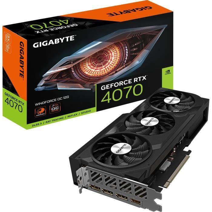 GIGABYTE - GeForce - Carte Graphique - RTX 4070 WINDFORCE OC - 12G