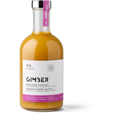 Gimber - N°3 - Lilly - Concentré de gingembre biologique avec fruit de la passion, ananas et curcuma - 500 ml - Bio