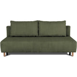 Canapé droit convertible 3 places GINO - Velours côtelé kaki - Avec coffre - L 195 x H 89 x P 91 cm