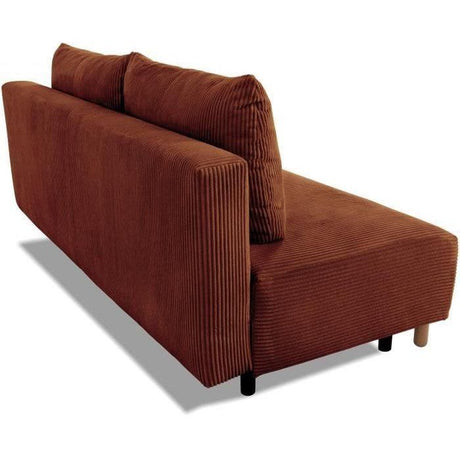Canapé droit convertible 3 places GINO - Velours côtelé terracotta - Avec coffre - L 195 x H 89 x P 91 cm