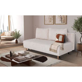 Canapé droit convertible 3 places GINO - Velours côtelé beige - Avec coffre - L 195 x H 89 x P 91 cm