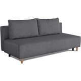 Canapé droit convertible 3 places GINO - Velours côtelé anthracite - Avec coffre - L 195 x H 89 x P 91 cm