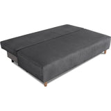 Canapé droit convertible 3 places GINO - Velours côtelé anthracite - Avec coffre - L 195 x H 89 x P 91 cm
