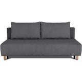 Canapé droit convertible 3 places GINO - Velours côtelé anthracite - Avec coffre - L 195 x H 89 x P 91 cm