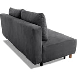 Canapé droit convertible 3 places GINO - Velours côtelé anthracite - Avec coffre - L 195 x H 89 x P 91 cm