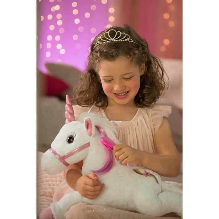 Gipsy Toys - Lica Bella FÈerique Et Lumineuse - Peluche Licorne Interactive - 35 cm - Blanc - Rose