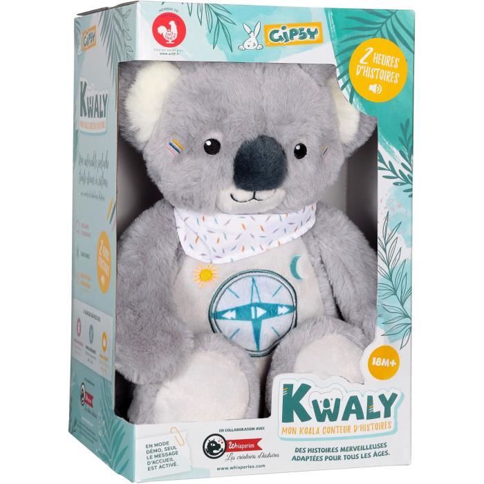 Gipsy Toys - KWALY- Koala conteur d'Histoires - Peluche Qui Parle Interactive -Version française - 2 Heures de Contes Merveilleux