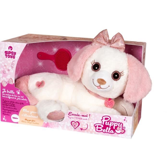 Peluche chien Puppy Bella - GIPSY TOYS - Toute douce qui s'illumine au rythme de jolies mélodies - 30 cm