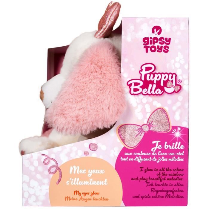 Peluche chien Puppy Bella - GIPSY TOYS - Toute douce qui s'illumine au rythme de jolies mélodies - 30 cm