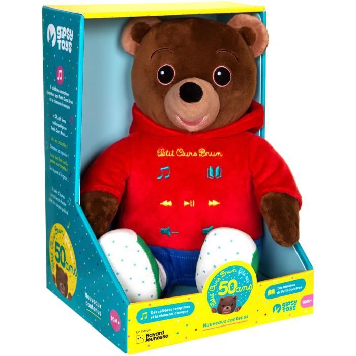 Peluche musicale Petit Ours Brun - GIPSY TOYS - Conteur d'hisoires 28 cm